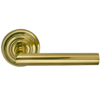 Omnia 912TD Modern Door Lever Set with Traditional Rose Polished Brass (US3)