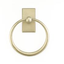 Emtek 2301 Sandcast Bronze Towel Ring with #3 Rose Tumbled White Bronze (TWB)