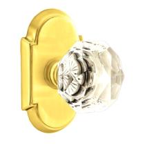 Emtek Diamond Crystal Door knob with #8 Rose Polished Brass (US3)