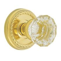 Emtek Astoria Clear Door knob with Rope Rose Polished Brass (US3)