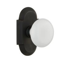 Nostalgic Warehouse Cottage Plate with White Porcelain Knob Oil Rubbed Bronze 