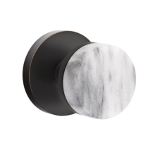 Emtek Select White Marble Door Knob Set with Conical Stem Disk Rose in Oil Rubbed Bronze