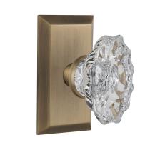Nostalgic Warehouse Studio Plate with Chateau Crystal Knob Antique Brass