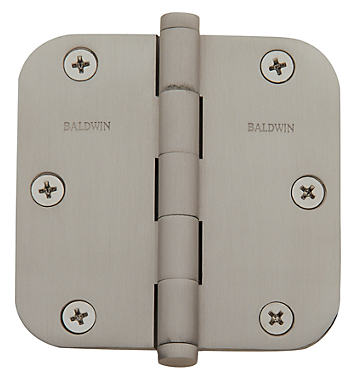 Baldwin Brass 1135 3 1/2" x 3 1/2" Radius Corner Hinge Satin Nickel (150)