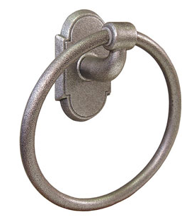 Emtek 2501 Wrought Steel Towel Ring with #1 Rose Satin Steel