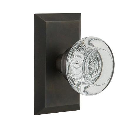 Nostalgic Warehouse Studio Plate with Round Clear Crystal Knob Oil Rubbed Bronze