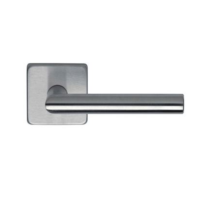 Omnia 12S Stainless Steel Door Lever Latchset with Square Rose