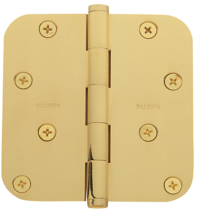Baldwin Brass 1140 4" x 4" Radius Corner Hinge Polished Brass (030)