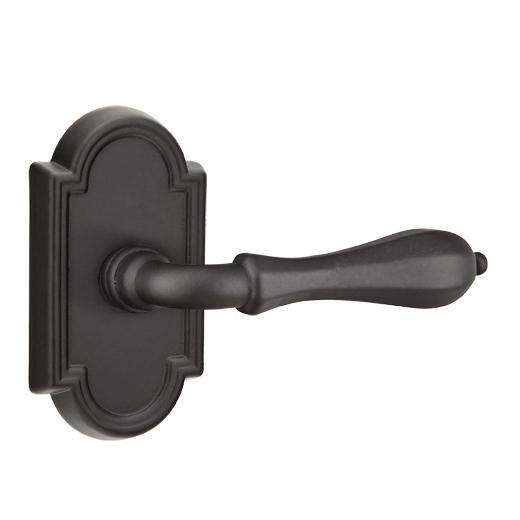 Emtek Octagon Door lever with #11 Rose Flat Black Patina (FB)