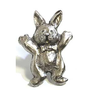 Emenee MK1072 Bunny Rabbit Cabinet Knob shown in Antique Matte Silver (AMS)