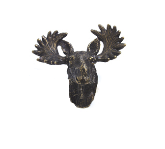 Emenee OR371 Moose Head Cabinet Knob in Antique Matte Brass (ABR)