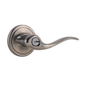 Kwikset Signature Series Arroyo Satin Nickel Smartkey Exterior Keyed Entry Door Knob With Antimicrobial Technology