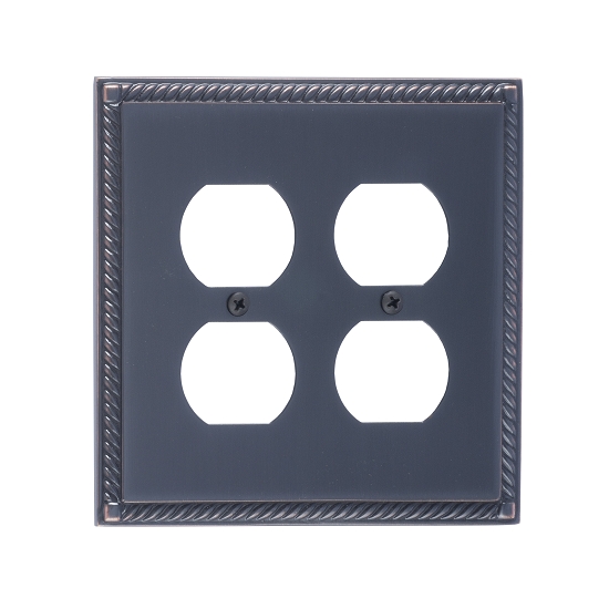 Brass Accents M06-S8560-613VB Georgian Double Outlet Plate