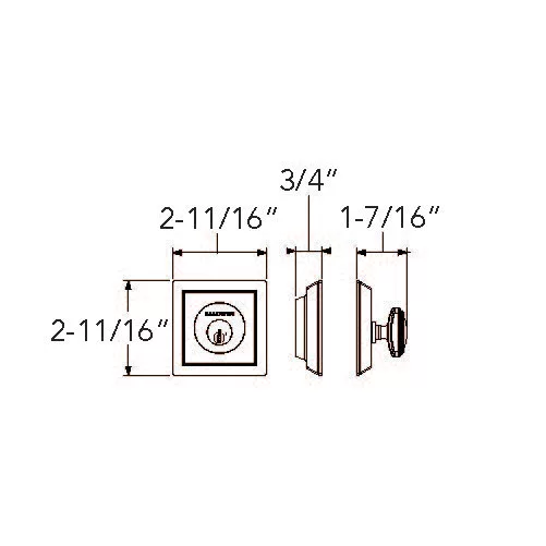 Baldwin Reserve Chamfered Deadbolt Dimensions