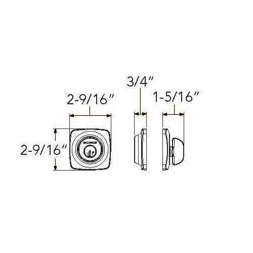 Baldwin Reserve Soft Square Deadbolt Dimensions