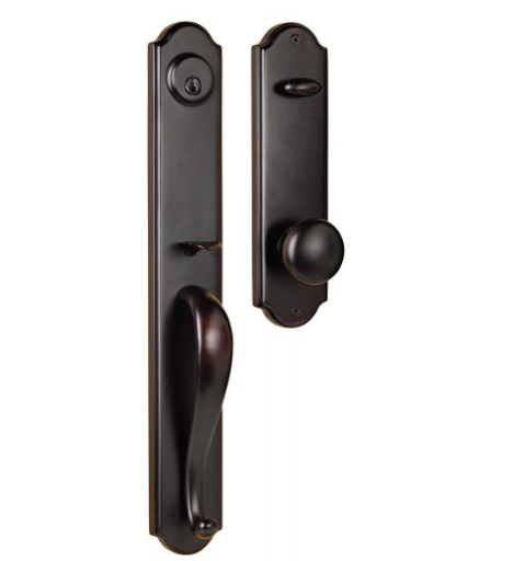 Weslock Elegance Single Cylinder Oil-Rubbed Bronze Woodward II Door Handleset with Impresa Knob Weslock Elegance Single Cylinder Oil-Rubbed Bronze Woodward II Door Handleset with Impresa Knob