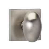 Omnia 434SQ Egg Door Knob Set with Square Rose Satin Nickel (US15)