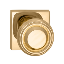 Omnia 565SQ Traditional Door Knob Set with Square Rose Polished Brass (US3)