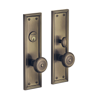 Baldwin Estate 6547 Nashville Mortise Entrance Set in Satin Brass & Black
