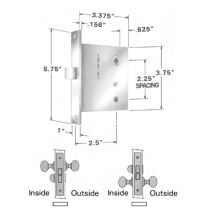 Baldwin Estate 8540 & 8545 Small Case Interior Mortise Lock - Privacy Function