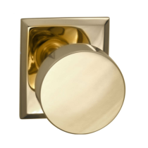 Omnia 935RT Modern Door Knob Set with Rectangular Rose Polished Brass (US3)