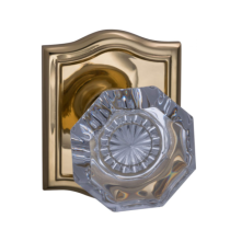 Omnia 955AR Glass Door Knob Set with Arched Rose Polished Brass (US3)