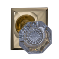 Omnia 955RT Glass Door Knob Set with Rectangular Rose Polished Brass (US3)