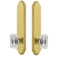 Grandeur Arc Tall Plate with Choice of Knob or Lever Polished Brass