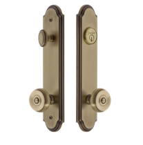 Grandeur Arc Tall Plate Entrance Set with Choice of Knob or Lever Vintage Brass