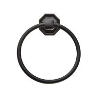 Emtek 2701 Tuscany Bronze Towel Ring with #15 Rose Flat Black Patina (FB)
