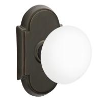 Emtek Ice White Door Knob Set with #8 Rose Oil Rubbed Bronze (US10B)
