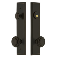 Grandeur Carre Tall Plate Entrance Set with Choice of Knob or Lever timeless bronze