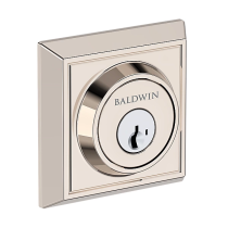 Baldwin Reserve Chamfered Square Deadbolt Lifetime Polished Nickel