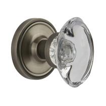 Nostalgic Warehouse Oval Clear Crystal Knob Privacy Mortise with Classic Rose AP