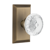 Nostalgic Warehouse Studio Plate with Meadows Crystal Knob Antique Brass