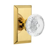 Nostalgic Warehouse Studio Plate with Meadows Crystal Knob Polished Brass