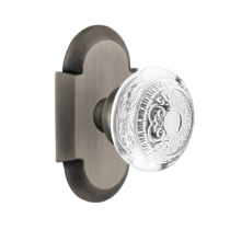 Nostalgic Warehouse Cottage Plate with Egg and Dart Crystal Knob Antique Pewter