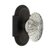 Nostalgic Warehouse Cottage Plate withOval Fluted Crystal Knob Oil Rubbed Bronze