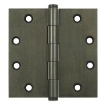 Deltana 4 1/2" x 4 1/2" Square Corner Solid Brass Distressed Hinges
