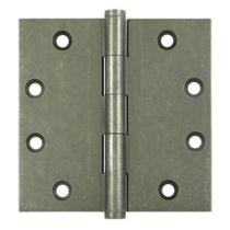Deltana 4 1/2" x 4 1/2" Square Corner Solid Brass Distressed Hinges