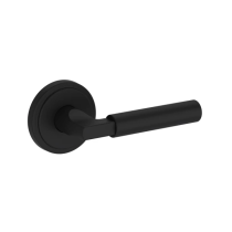 Baldwin Reserve Lake Forest Lever with Stepped Round Rose Satin Black