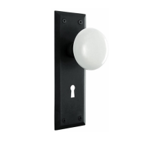 Nostalgic Warehouse New York Backplate with Porcelain knob OB Oil Rubbed Bronze