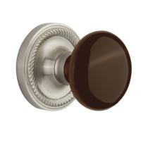 Nostalgic Warehouse Brown Porcelain Knob Privacy Mortise Lock Rope Rose SN