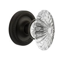 Nostalgic Warehouse Oval Fluted Crystal Knob with Rope Rose Oil Rubbed Bronze