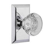Nostalgic Warehouse Studio Plate with Round Clear Crystal Knob Bright Chrome
