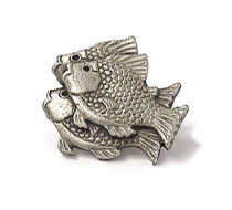 Emenee OR210 School of Fish (Left) Cabinet Knob shown in Antique Matte Silver 