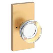 Baldwin Reserve Contemporary Crystal Door Knob shown with Contemporary five inch rose satin brass