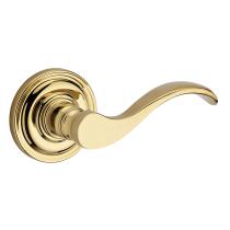Baldwin Reserve Curve Lever shown with Round Rose (TRR) in Polised Brass (003)
