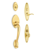 Omnia Estate Entrance Handleset Polished Brass (US3)