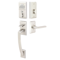 Emtek E4817 Modern Keypad Handleset with Helios Lever Satin Nickel 